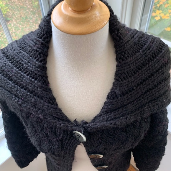 BEBE chunky heavy cabled large collar cardigan - Picture 3 of 10